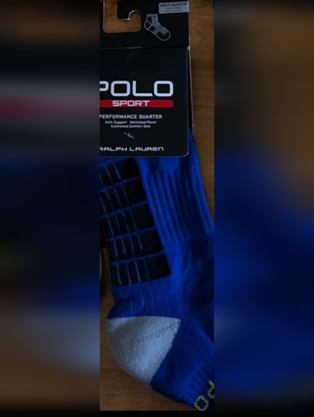 Polo by Ralph Lauren Sport Performance Socks - Blue and Neon Green 1 Pair